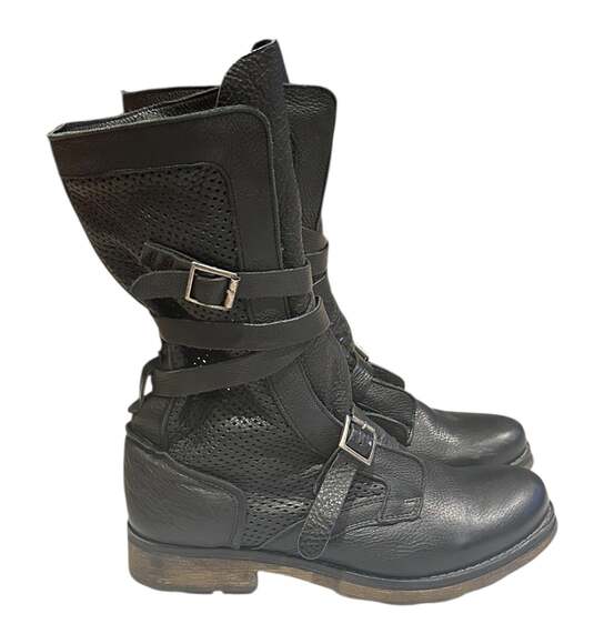 Steve Madden Banddit Black Leather Strappy Buckle Moto Boots Women's Size 10 - Picture 2 of 8